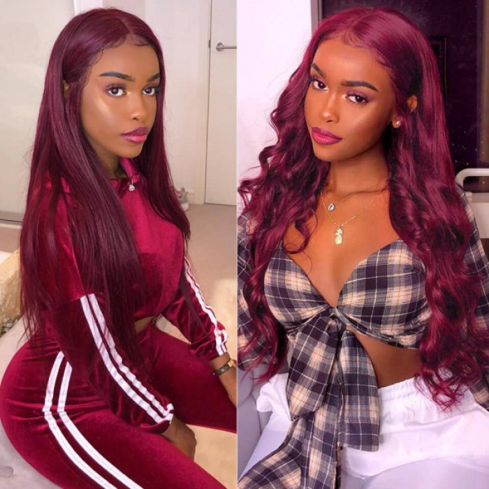 Lytinroop New 99J Lace Frontal Wigs Afordable Human Hair Burgundy Wigs Lytinroop New 99J Lace Frontal Wigs Afordable Human Hair Burgundy Wigs