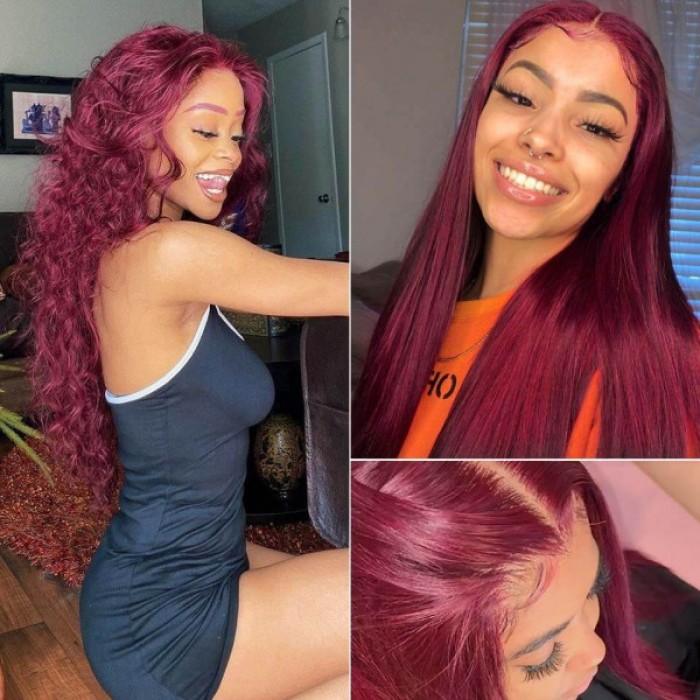 Lytinroop New 99J Lace Frontal Wigs Afordable Human Hair Burgundy Wigs Lytinroop New 99J Lace Frontal Wigs Afordable Human Hair Burgundy Wigs