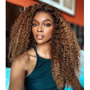 Lytinroop Highlight Wig Deep Wave Wig With Highlights Brown Wigs With Blonde Highlights Deep Curly Human Hair Wigs