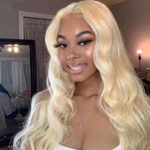 Lytinroop #613 Blonde Lace Front Wig Body Wave Bleached Blonde Human Hair Wigs