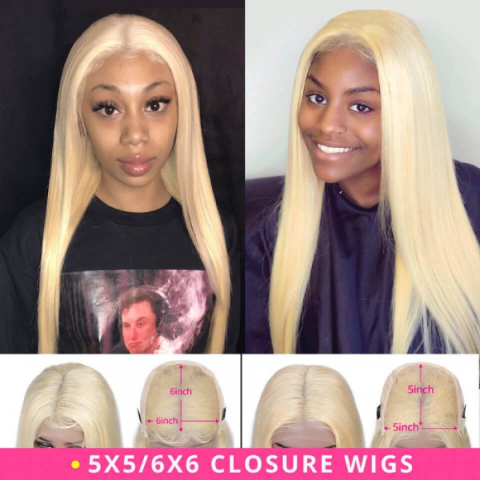 Long Blonde Wig 6x6 Lace Closure Wig Straight Human Hair Wigs Long Blonde Wig 6x6 Lace Closure Wig Straight Human Hair Wigs