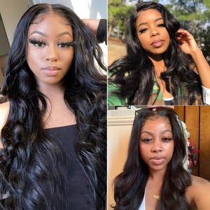 Body Wave Fake Scalp Wig Bleached Knots Realistic Lace Front Wigs -Hair