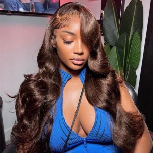Dark Brown Colored Human Hair Wigs Lace Front Wigs 