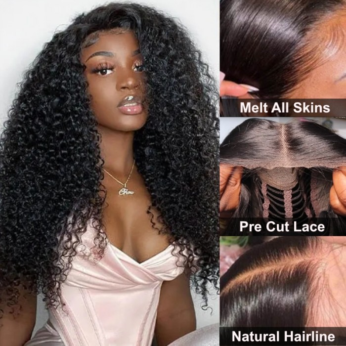 Lytinroop HD Lace 5x5 Closure Curly Glueless Wig With Bleached Knots Lytinroop HD Lace 5x5 Closure Curly Glueless Wig With Bleached Knots