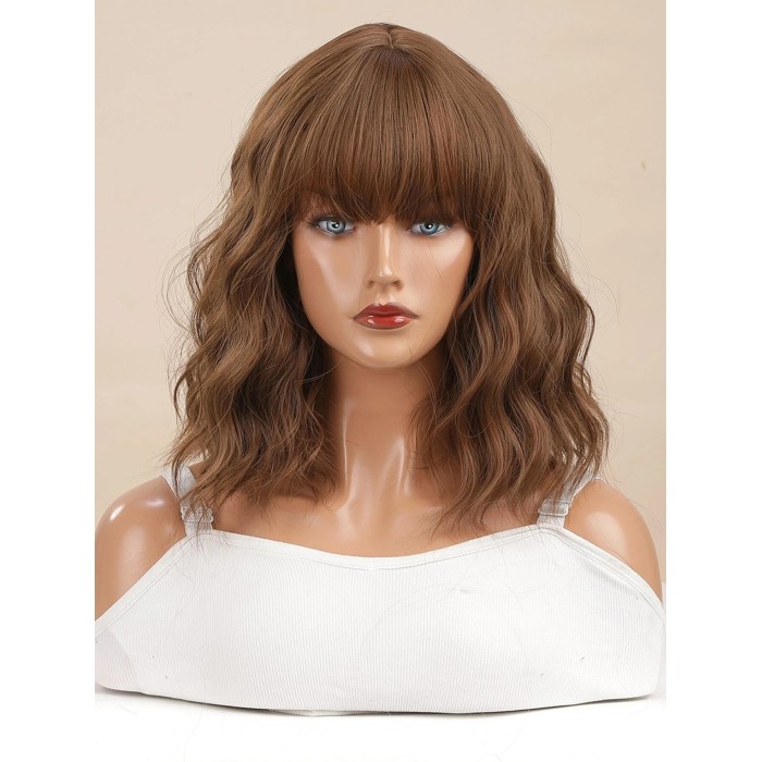 Lytinroop Natural Short Curly Synthetic Wig With Bangs Lytinroop Natural Short Curly Synthetic Wig With Bangs