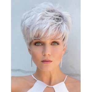 5" Cropped Grey Straight Capless Wigs For Women  5" Cropped Grey Straight Capless Wigs For Women